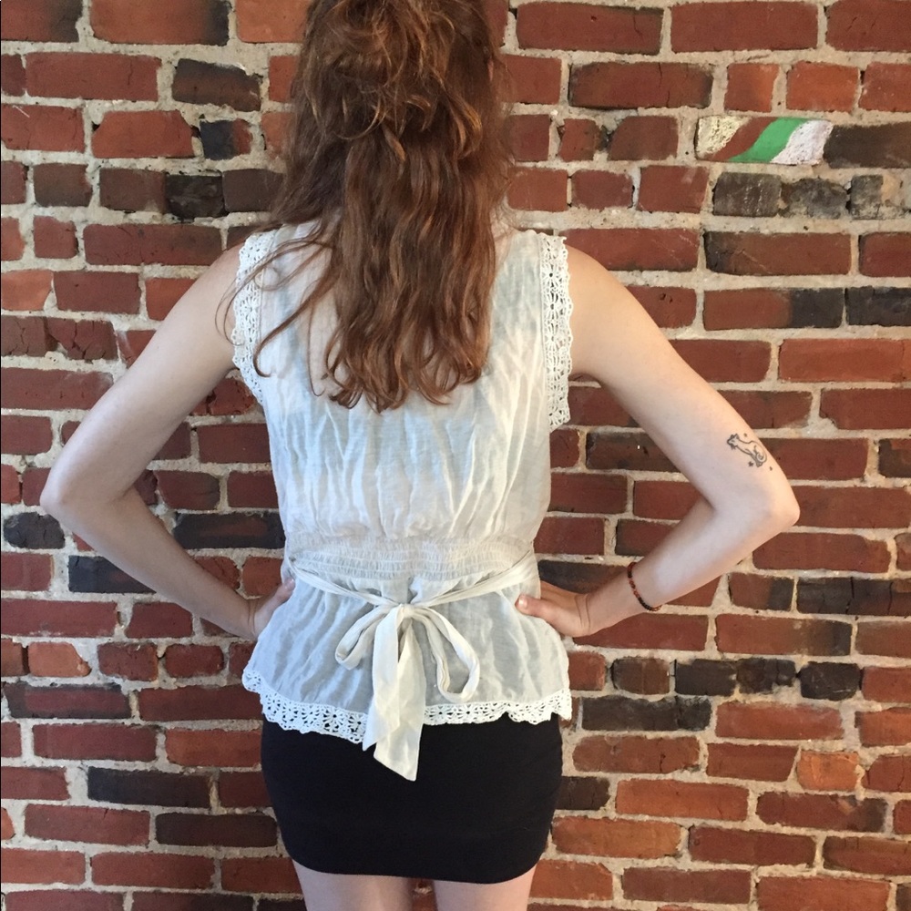 Lightweight blouse with crochet trim